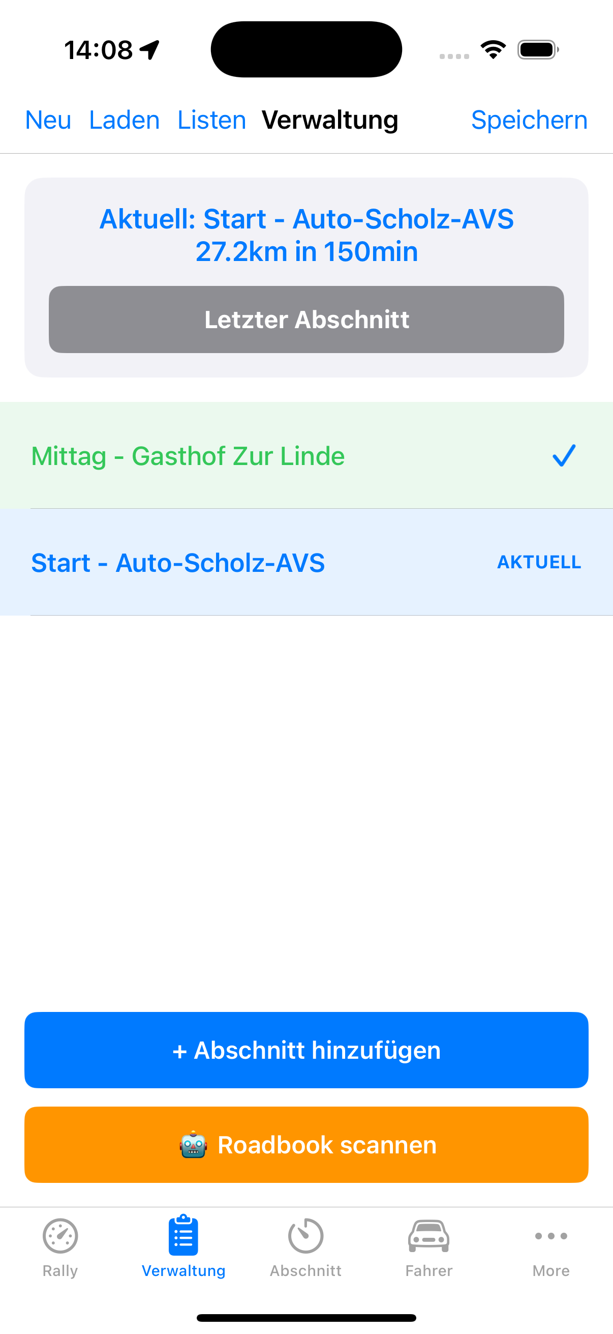 Sektionen verwalten